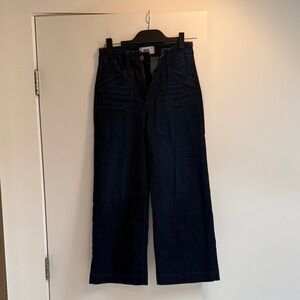 PAIGE Wide-Leg High-Rise Jeans in Dark Indigo